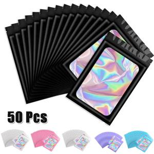 50Pcs 반투명 냄새 증거 Mylar 가방 Resealable 냄새 증거 가방 음식에 대 한 명확한 창을 가진 홀로그램 포장 주머니 가방