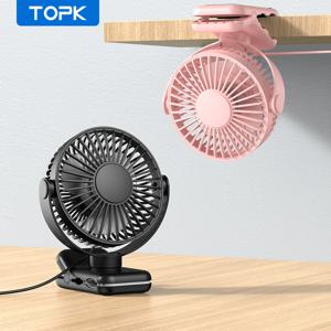 TOPK 미니 휴대용 클립 온 팬, USB 데스크 팬, 3단계 조용한 바람 720 °   개인용 선풍기 회전, 방용 스탠딩 팬