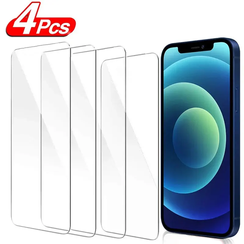 4PCS 보호 유리 iPhone 13 11 12 16 15 14 Pro Max 화면 보호기 iPhone 6S 7 8 Plus XR XS Max 용 강화 유리