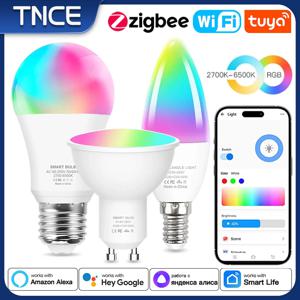 TNCE Tuya E27 E14 GU10 WIFI Zigbee, 디밍 가능 조명 LED 램프 2700-6500k RGB 전구, 스마트 라이프, Alexa Google 홈 앨리스 음성