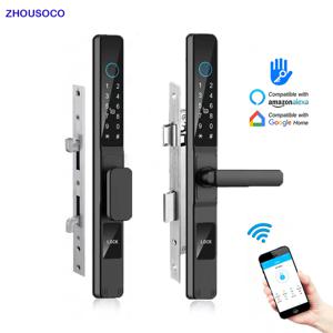 TTLock App 방수 슬라이딩 도어 스마트 잠금 장치 Aleax 지문 디지털 암호 카드 알루미늄 유리 도어 용 전자 잠금 장치