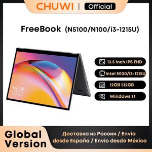 CHUWI 프리북 노트북 태블릿 PC, 13.5 인치 FHD 터치 스크린, 윈도우 11 인텔 N100/i3-1215U 쿼드 코어, 12GB LPDDR5 512G SSD WIFI6