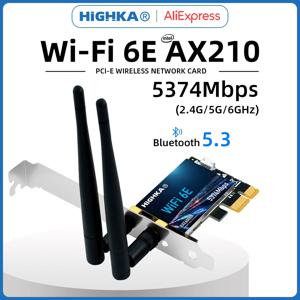 Wi-Fi 6E AX210 PCIe Wifi 카드 2.4G/5G/6GHz 5374Mbps PCI Express 무선 네트워크 카드 PC 용 Bluetooth 5.3 WiFi 어댑터
