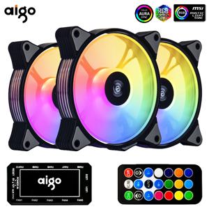 Aigo AR12 120mm pc 컴퓨터 케이스 팬 RGB 방열판 aura sync sata 포트 12cm 쿨러 argb 자동 컨트롤러 팬 냉각 ventilador
