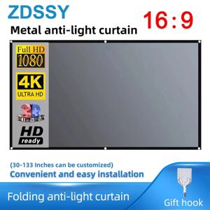 ZDSSY 프로젝터 스크린 16:9 YG300 XGIMI H3 HALO Mogo Xiaomi DLP 프로젝터 용 금속 안티 라이트 커튼 반사 패브릭 천