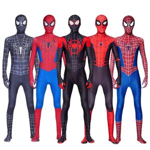성인용 스파이더맨 의상, 슈퍼 히어로 마일즈 스파이더맨 코스프레 점프 슈트 바디 슈트, 젠타이 런처 할로윈 의상