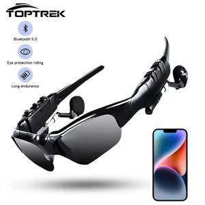 Toptrek 스포츠 스테레오 무선 블루투스 사이클링 선글라스 5.0 헤드셋 전화 편광 운전 선글라스 승마 안경 안경