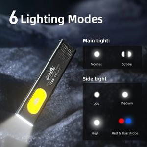 Warsun LED 키 체인 손전등 USB-C 충전식 600Lm 휴대용 미니 토치 라이트 포켓 랜턴 홍수 작업 조명 자석