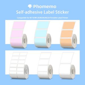Phomemo M110 프린터 자체 접착 라벨 용지 M200 M120 라벨 메이커 스티커 용 사각형 원형 흰색 투명 컬러 라벨