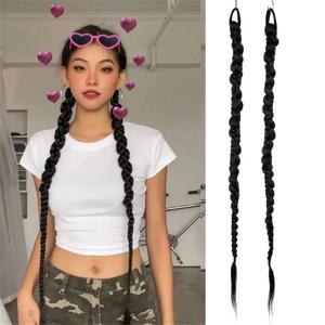 여성용 모조 포니테일 합성 가발, 달콤하고 멋진 데일리 복싱 브레이드 액세서리, 브레이드 포니테일 가발, 70cm