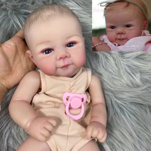 MRB 19 인치 이미 완성된 페인트 다시 태어난 인형 부품 줄리엣 귀여운 아기 3D 그림 보이는 정맥 천 본체 포함