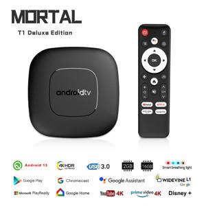 HOT 2024 Mortal T1 스마트 홈 시어터 TV 박스 블루투스 구글 어시스턴트 안드로이드 13 Allwinner H313 2.4G&5G Wifi 4K HDR10 Netflix