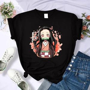 악마 슬레이어 T 셔츠 여성 Kimetsu No Yaiba Nezuko Tshirt 여성 Tanjirou Kamado 그래픽 티 셔츠 일본 애니메이션 만화 T 셔츠