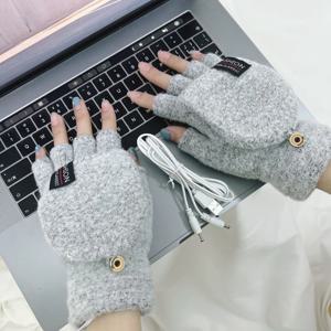 남녀공용 USB 전기 가열 겨울 야외 가열 장갑 순수색 풀&하프 핑거 워머 장갑 손 워머 써멀