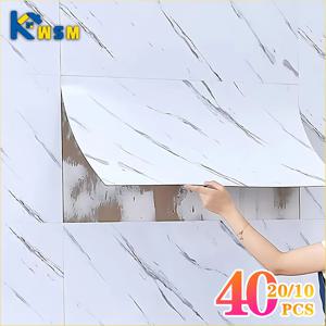10-40PCS 대리석 스타일 자체 접착 바닥 스티커 가정용 두꺼운 내마모성 PVC 바닥 매트 설치가 용이함