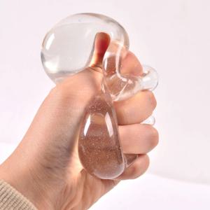 슬로우 리바운드 스트레스 해소 볼 - 성인 및 어린이용 투명 말토스 시럽 스퀴즈 장난감, 불안 완화 피젯 감각 장난감 파티 선물