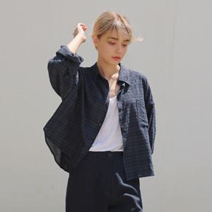 [RR]비키 쿨링 미들 체크 셔츠