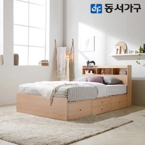 동서가구 비드가 슈퍼싱글 SS 수납헤드 깊은서랍 침대+편백황토숯 양면 매트리스 DF643288