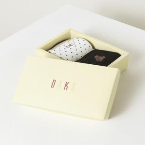 [닥스 액세서리] [[25SS]] DBSS5E403WT [답례품 추천] [여성장목2족] 닥스베어 자수 장식 장목 2족