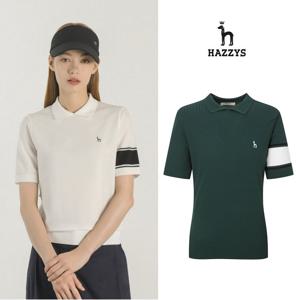 [인기] 헤지스여성 냉감 반팔 스웨터 평상겸용 골프티셔츠 HWSW5B313
