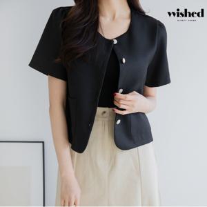 심플 모던 버튼업 라운드넥 반팔 자켓 (WIBAJK033)