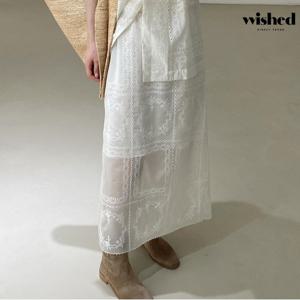 펀칭 레이스 디테일 롱 스커트 (WICASK002)
