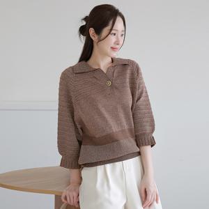 38번 [최초가 109,000원]오토만 메탈릭 볼륨 카라 니트 3종세트