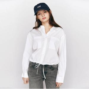 지오다노 여성 면 크롭 스트링 드로우 셔츠 남방 345504