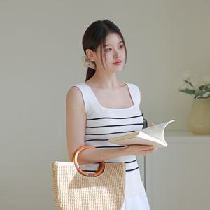 [최초가 69,000원]마린 스퀘어넥 스트라이프 니트탑 2종세트