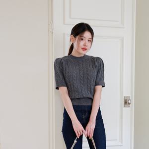 [최초가 69,000원]노블린 모크넥 케이블 하프슬리브 니트 2종세트