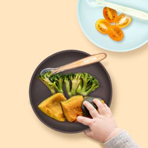 나뚜 실리콘 디너세트 2pcs 라이트블루/다크그레이 (흡착접시+스푼)