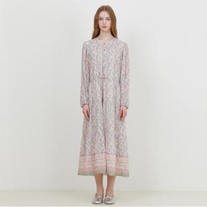 보더 믹스 라운드 넥 원피스_T252MOP137W