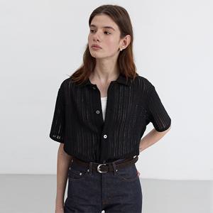 던스트 UNISEX CROCHET SHIRT_UDSH5B122BK