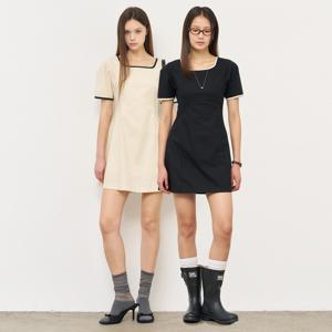 리넨 블렌드 퍼프 미니원피스 2COL/WBE2L15511