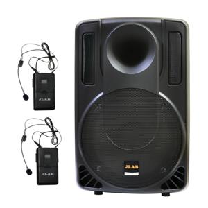 JLAB 캐리어타입 운동장 행사 앰프 MK-2300Q 헤드마이크2개 블루투스 USB 12인치 300W 충전식 이동형 스피커