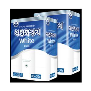 착한화장지 화이트 3겹 30M 30롤 x 2팩(60롤) 두루마리휴지