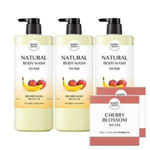 해피바스 정말 촉촉한 바디워시 900g 3개 +체리블로섬 비누 90g 2개
