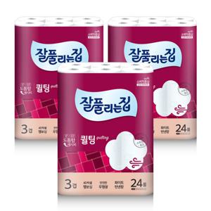 미래생활 잘풀리는집 퀼팅 3겹 화장지 (너비107mm) 30m x 24롤 x 3팩