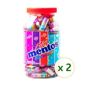 농심 멘토스 미니 뉴 레인보우 1kg(100개입) x 2개 / 대용량 소프트 츄잉 캔디 사탕 학교 학원