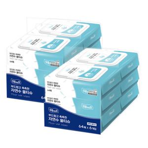 미래생활 잘풀리는집 자연수 물티슈 64매 x 6입 x 2팩