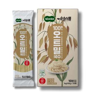 순솔 100% 오트밀국수 1kg (100g x 10봉) 비건면 무첨가물면 저칼로리면 제로슈가 오트밀면