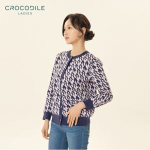 [크로커다일레이디] 하운드투스 자가드 니트 가디건_CLDSSW104 C