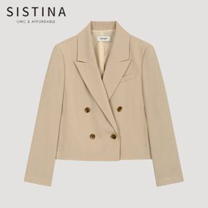 [SISTINA] 인기 더블 버튼 크롭 셋업 자켓_AWSJKO21030_BE