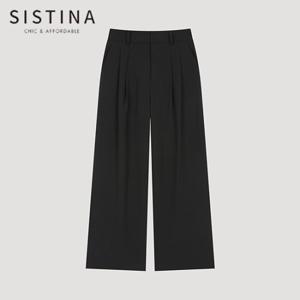 [SISTINA] 인기 투턱 롱 와이드 팬츠_AWWSLO21130_BK