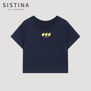 [SISTINA] 인기 코튼 로고 크롭 티셔츠_ASJTSO21010_DN