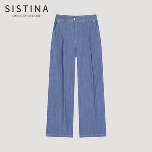 [SISTINA] 인기 원턱 스티치 와이드 팬츠_AWWSLO21170_BL