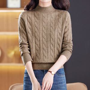 [커스텀에이블] 꽈배기 하프넥 긴팔 니트_C2411KN664D