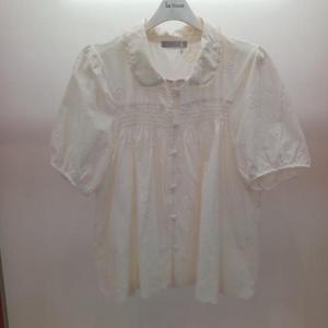 Latium HC06 스모크 펀칭 반팔 카라레이스 얇은 아사면 셔츠블라우스 T2523bl04B