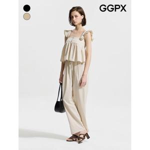 [GGPX]린넨 브로치 탈부착 뷔스티에 블라우스 투피스 (GP4OP083F)