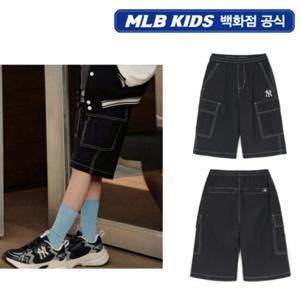 [MLB키즈PG] 베이직 아웃도어 오버핏 카고 6부 아동팬츠 7ASMB0453-50BKS